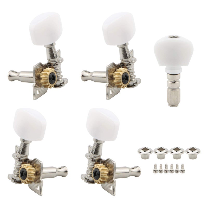 Swhmc 2R2L Semiclosed Guitar String Tuning Pegs Banjo Celluloid Machine Head Tuner, Pack of 5, Classic Silver - Image 1